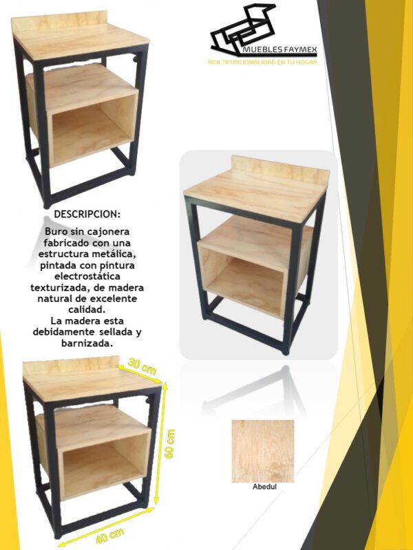 Buro Recamara Sin Cajonera Tipo Industrial Minimalista Suela