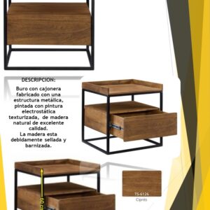 Buro Recamara Con Cajonera Tipo Industrial Minimalista Cafe.